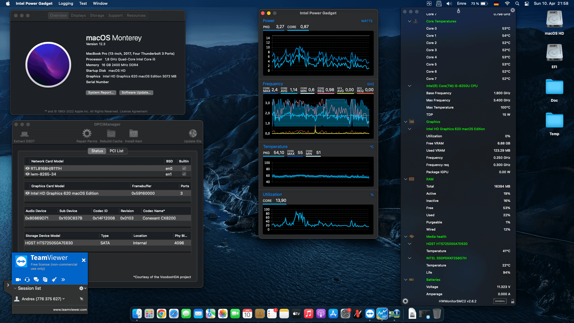 Success Hackintosh macOS Big Sur 12.3 Build 21E230 in HP ProBook 440 G5